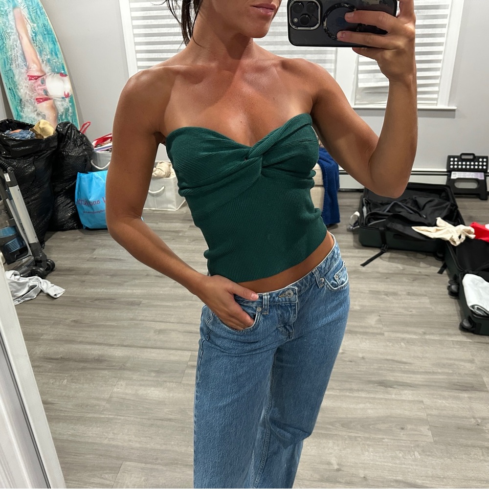 Green Knotted Sweater Sleeveless Top